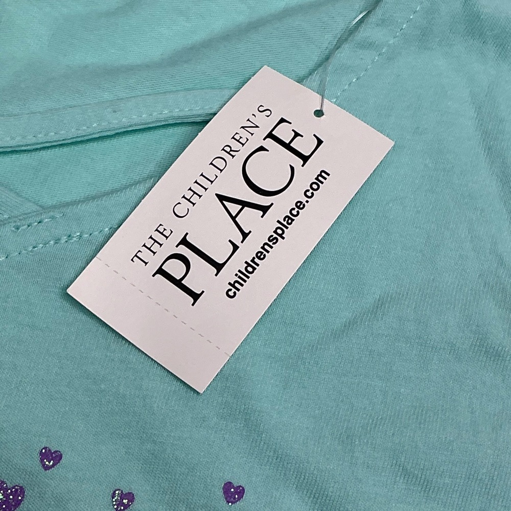 The Children's Place Iced Mint Graphic Tee Kids XL 14 Long Sleeve Shine Glitter - Picture 6 of 15